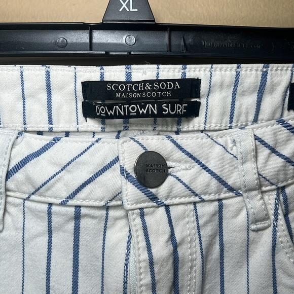 Scotch & Soda Downtown Surf La Bohemienne Mid‎ Rise Skinny White Blue Striped - Picture 3 of 11